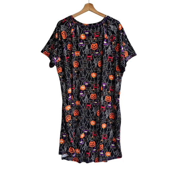 Way To Celebrate Halloween Sleep Shirt Black Cats Pumpkins Stretchy 2XL/3XL - Picture 2 of 7